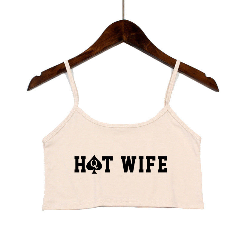 Damen Crop-Top mit modernen Schriftzügen und verstellbaren Trägern R&B
