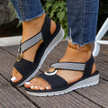 Damen Komfortable Sandalen mit Elastik-Riemen und modischem Ringdetail R&B
