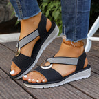 Damen Komfortable Sandalen mit Elastik-Riemen und modischem Ringdetail R&B