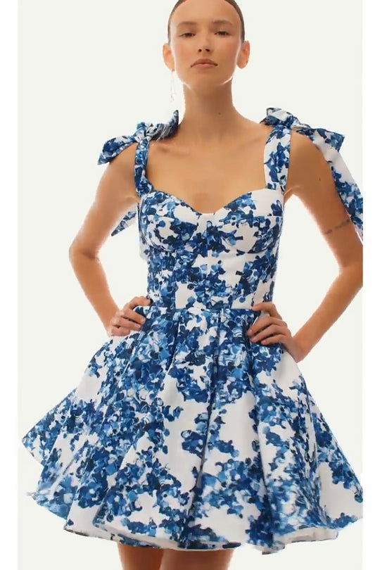 Damen Verspieltes Minikleid mit floralem Design und raffinierten Trägern R&B