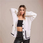 Damen Großer Strickcardigan mit dekorativen Knopfdetails und lässigem Schnitt R&B