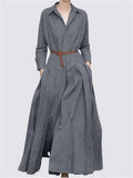 Damen Maxikleid mit eleganten Falten und taillierbarem Gürtel