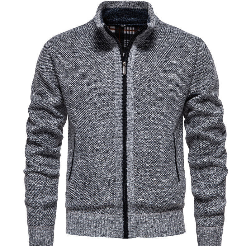 Herren sportliche Strickjacke mit Stehkragen R&B