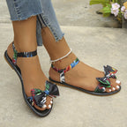 Damen Riemchen-Sandalen mit farbenfrohem Schleifen-Design R&B