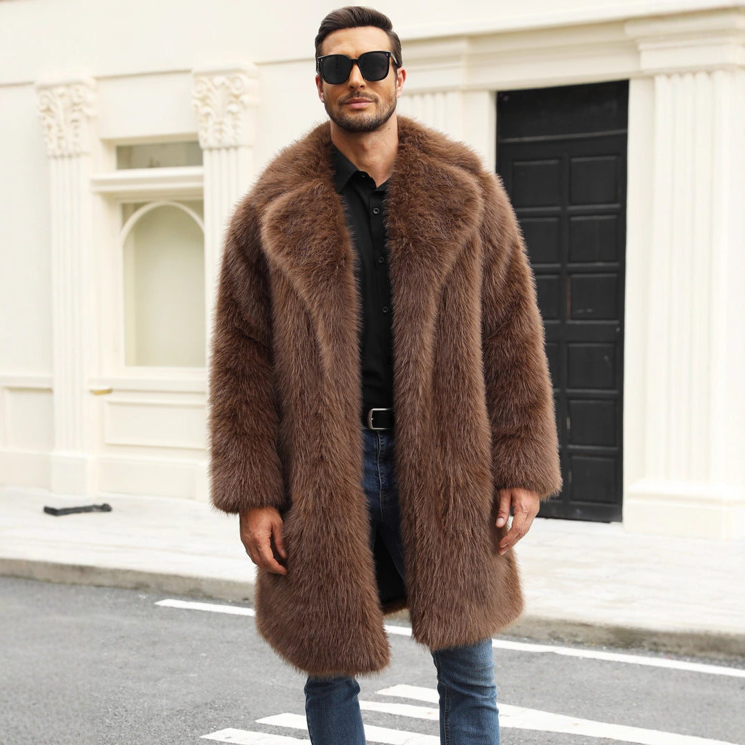 Herren Luxuriöse Kunstpelzjacke mit voluminösem Kragen R&B