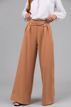 Damen elegante Bluse mit Bogenkragen und weiten Hose R&B