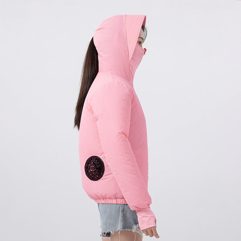 Damen nan leichte Kapuzenjacke mit elastischem Saum und Daumenlochärmeln R&B