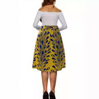 Damen Midirock mit einzigartigem floralem Print und elastischem Bund R&B