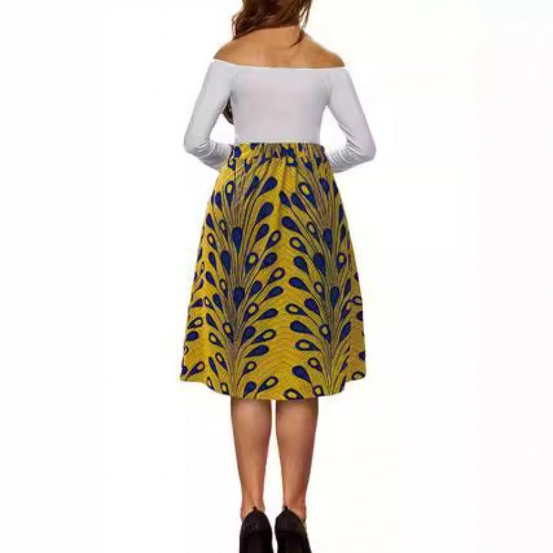Damen Midirock mit einzigartigem floralem Print und elastischem Bund R&B