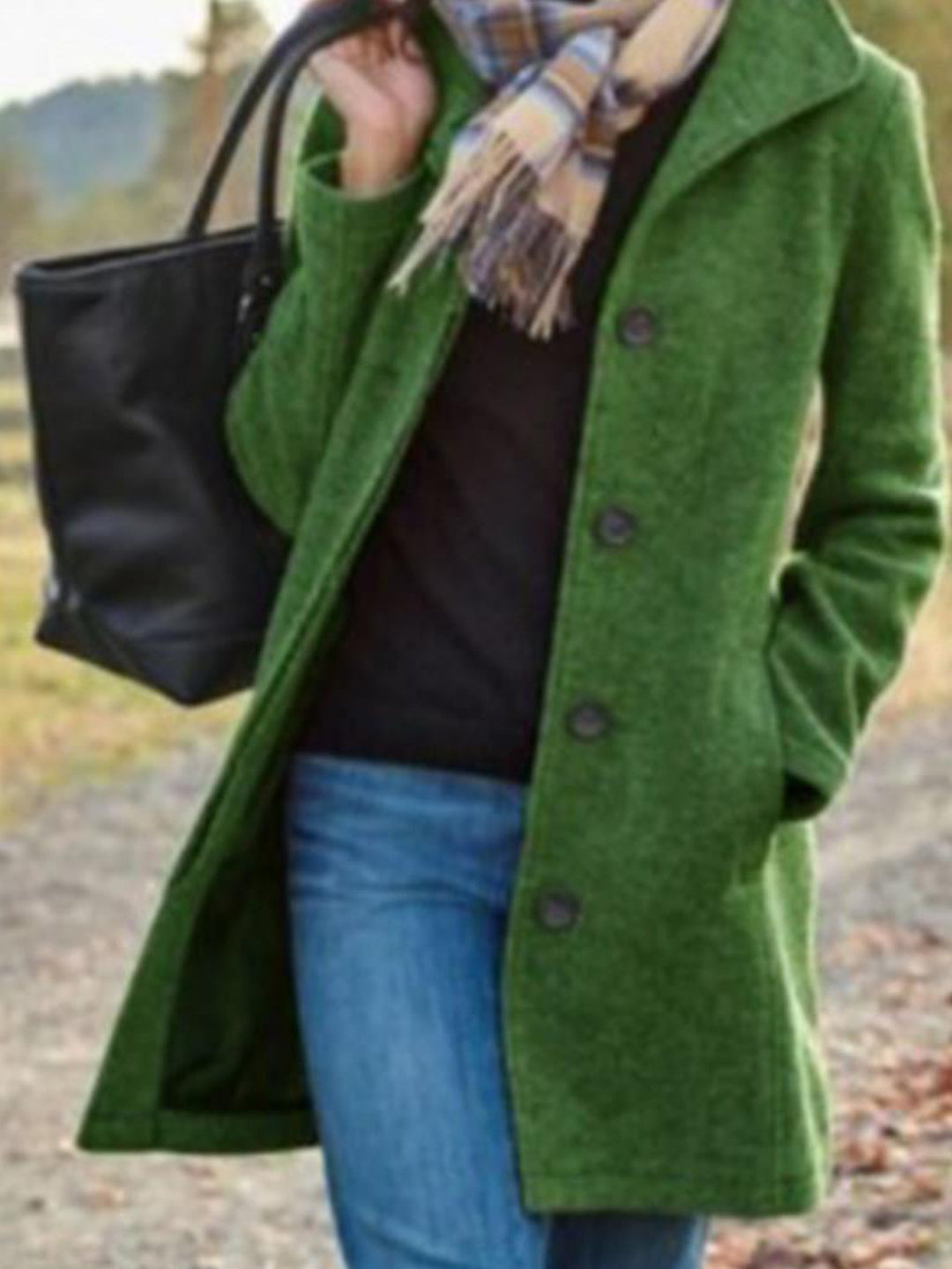Damen Eleganter Wollmantel mit praktischen Taschen und klassischem Revers R&B
