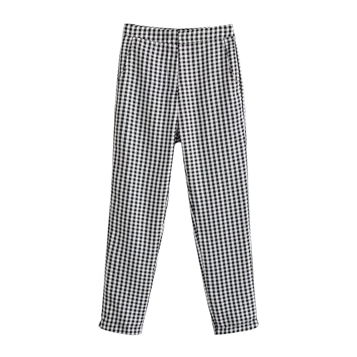 Damen karierten Hose mit lockerem Schnitt R&B