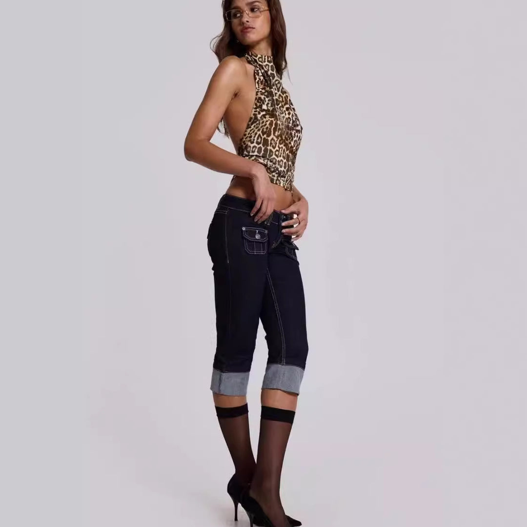 Damen Leopardenmuster Haltertop R&B
