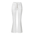 Damen Flared Jeans mit hohem Bund und dekorativen Knöpfen