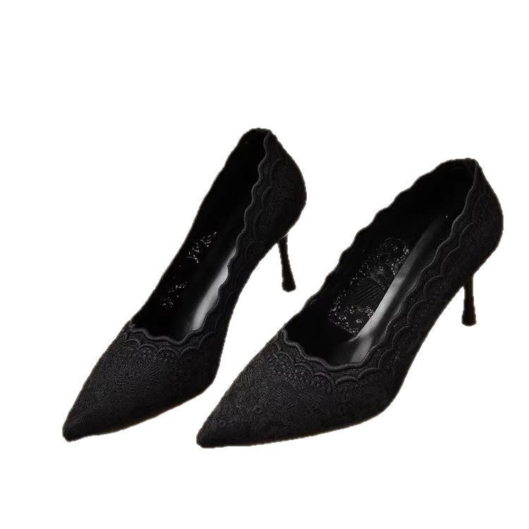 Damen eleganter spitzer High Heel Schuhe mit zartem Spitzen-Design R&B