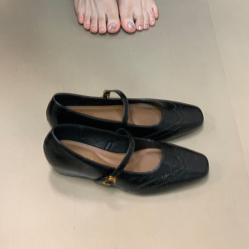 Damen elegante Ballerinas mit verstellbarem Riemen und feinen Ziernähten R&B