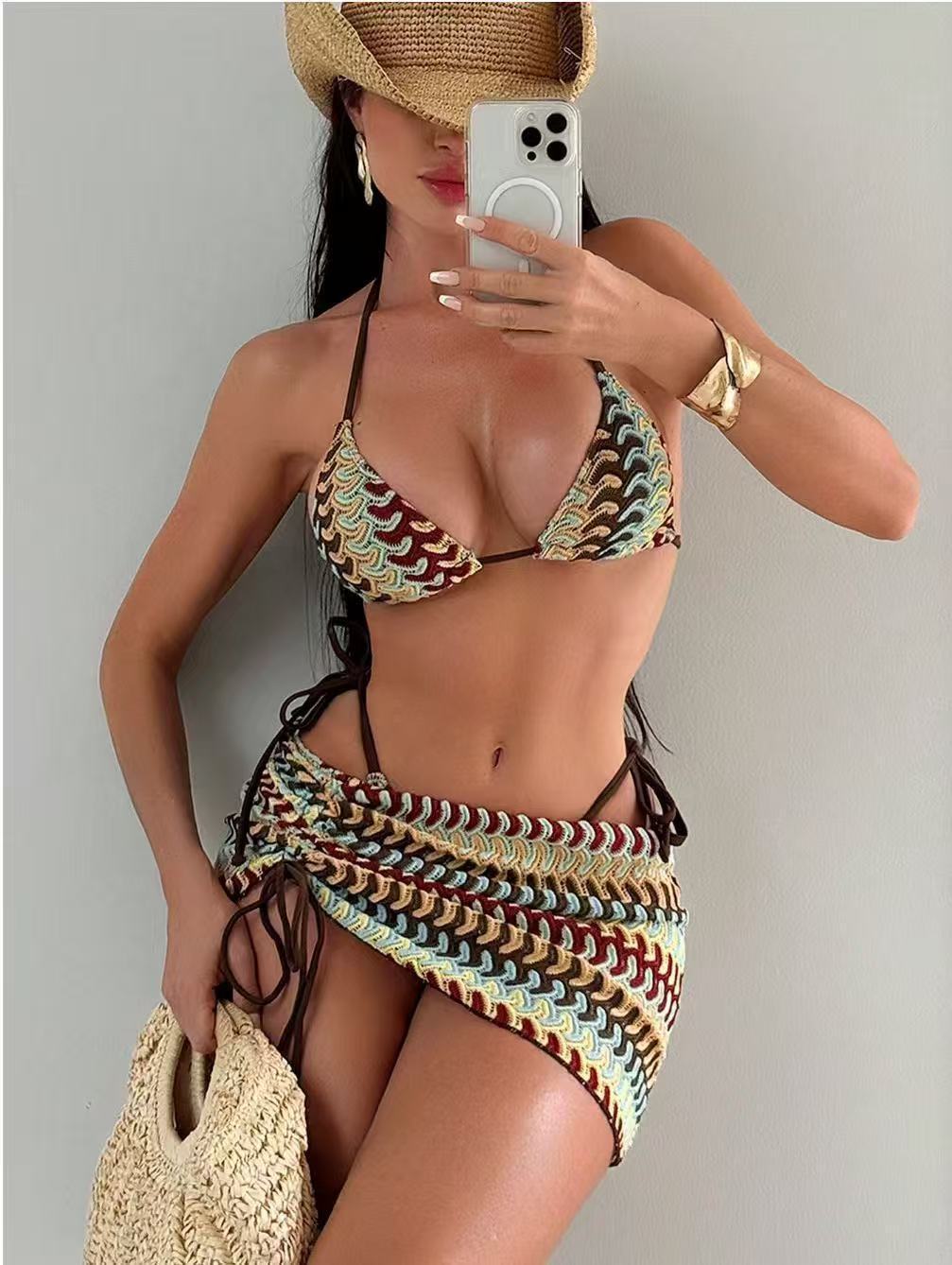 Damen Crocheted Bikini mit Wickelrock R&B