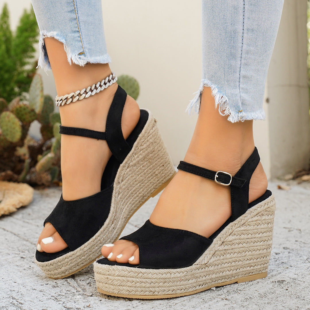 Damen Wedge-Pantoletten mit eleganter Schnallenverzierung R&B