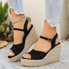 Damen Wedge-Pantoletten mit eleganter Schnallenverzierung R&B