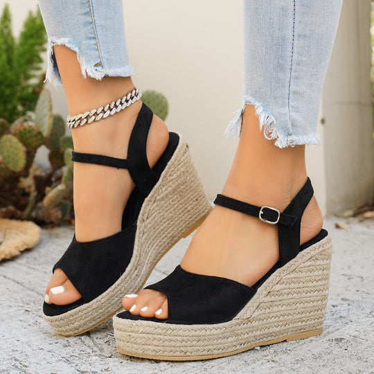 Damen Wedge-Pantoletten mit eleganter Schnallenverzierung R&B