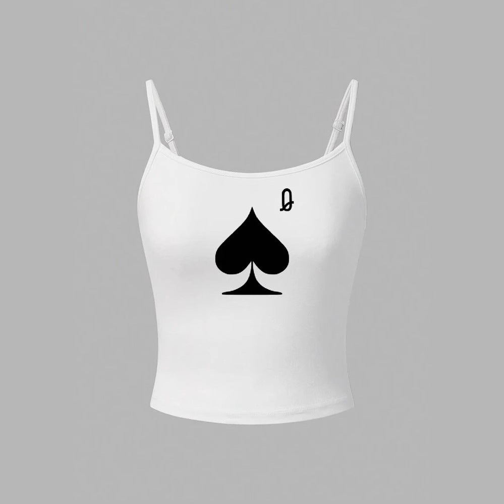 Damen Crop-Top mit kreativem Kartenspiel-Motiv R&B