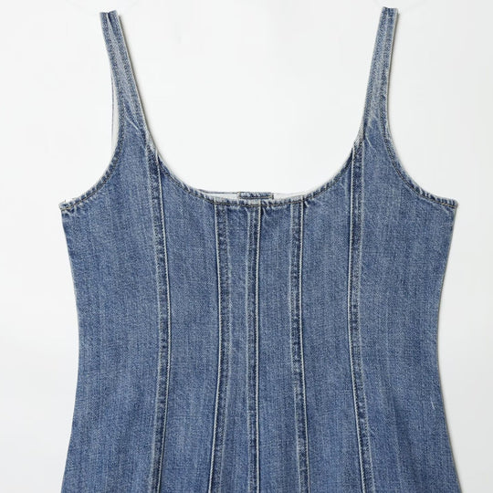 Damen Jeanskleid im A-Linien Schnitt mit Knopfverschluss R&B