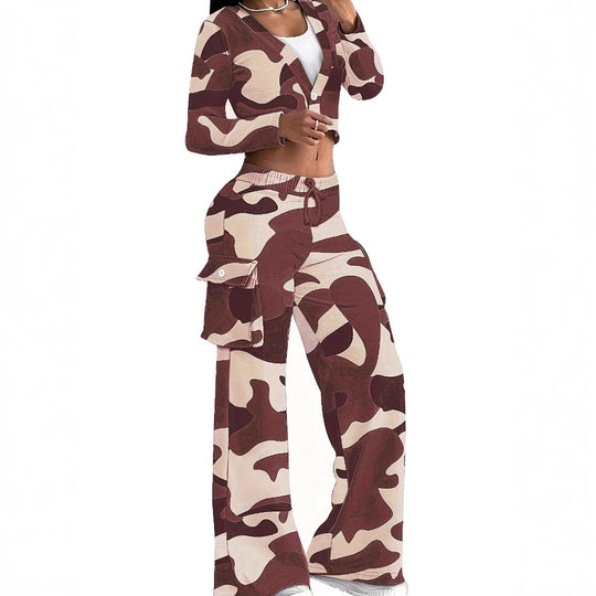 Damen Freizeit-Kombination mit modernen Cargohosen und offenem Blazer R&B