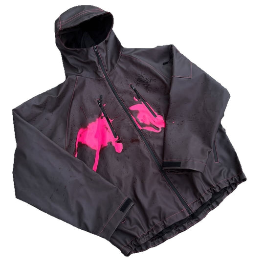 Unisex nan technische Regenjacke mit verschweißten Nähten, schrägen Brust-Reißverschlusstaschen und verstellbarem Kordelzugsaum R&B