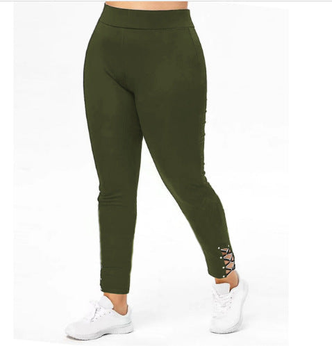 Damen Sportliche Leggings mit Schnürdetails R&B