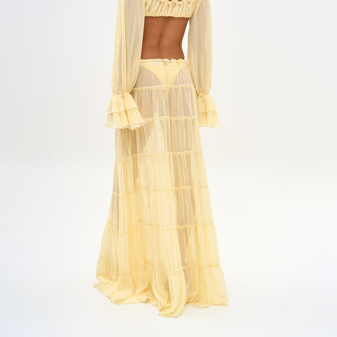 Damen luftiges Strandkleid mit Rüschen R&B
