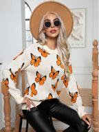Damen Strickpullover mit Schmetterlingsmuster R&B