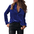 Damen Satin Bluse mit dekorativen Brusttaschen R&B