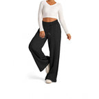 Damen breite Jogginghose mit elastischem Bund und seitlichen Eingrifftaschen