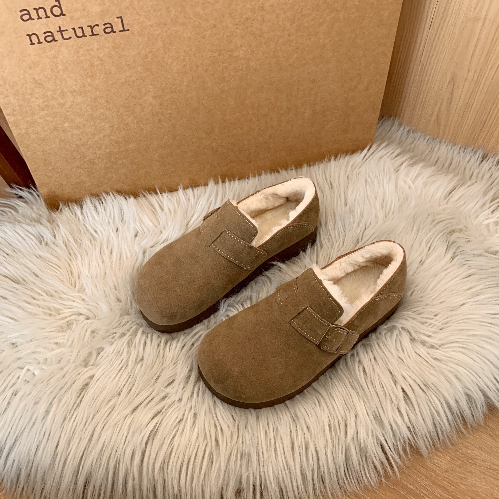 Damen Komfort Clogs mit modischer Schnalle und weichem Veloursoberteil R&B
