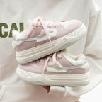 Damen Plattform Sneakers mit flauschiger Innensohle