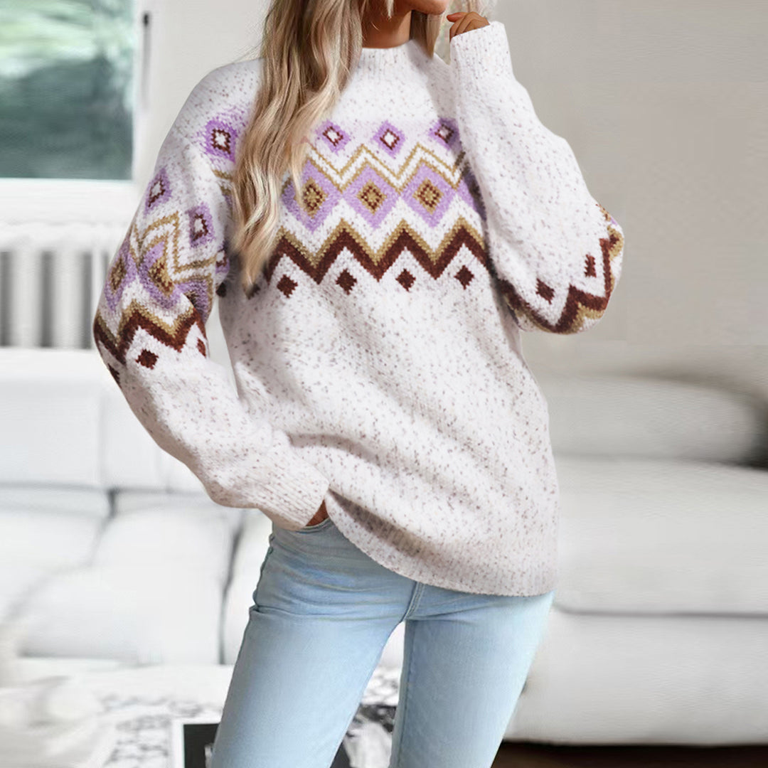 Damen Strickpullover mit geometrischem Muster R&B