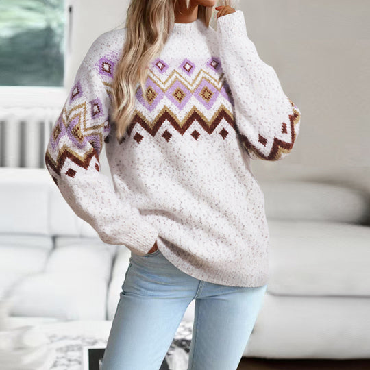 Damen Strickpullover mit geometrischem Muster R&B