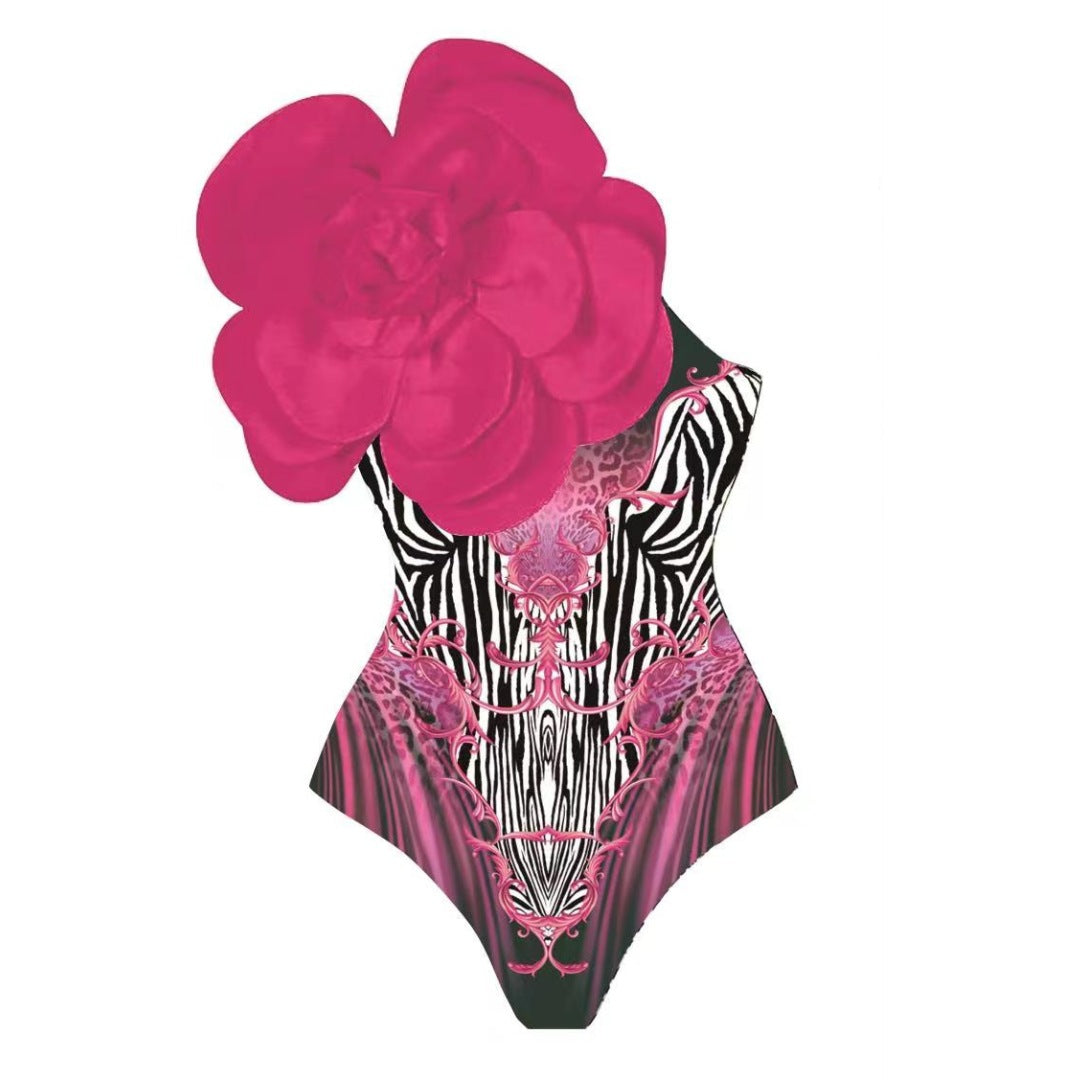 Damen Einteiler Badeanzug mit floralem 3D-Design R&B