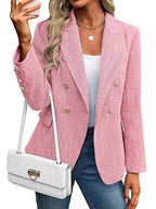 Damen Klassischer Double-Breasted Blazer mit goldenen Knöpfen R&B