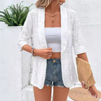 Damen Spitzenblazer mit filigranem Motiv und kurzem Arm R&B