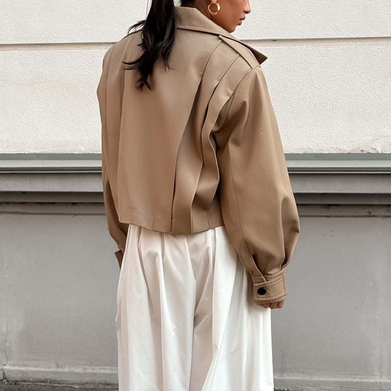 Damen cropped Jacke mit überschnittenen Schultern R&B
