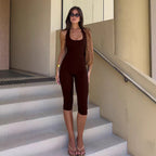 Damen Langärmliger Jumpsuit mit tiefem Ausschnitt und figurbetontem Design R&B