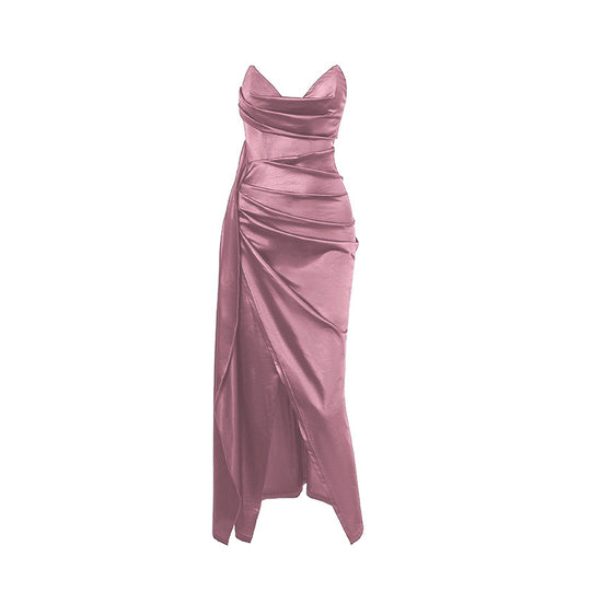 Damen figurbetontes Abendkleid mit asymmetrischem Saum und elegantem Schnitt R&B
