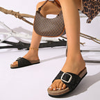 Damen Komfortable Slide-Sandalen mit modischem Schnallen-Detail R&B