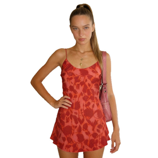 Damen Sommerliches Minikleid mit raffinierter Schnürung hinten und verführerischem V-Ausschnitt R&B