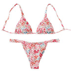 Damen Triangel-Bikini mit verstellbaren Trägern und floralem Design