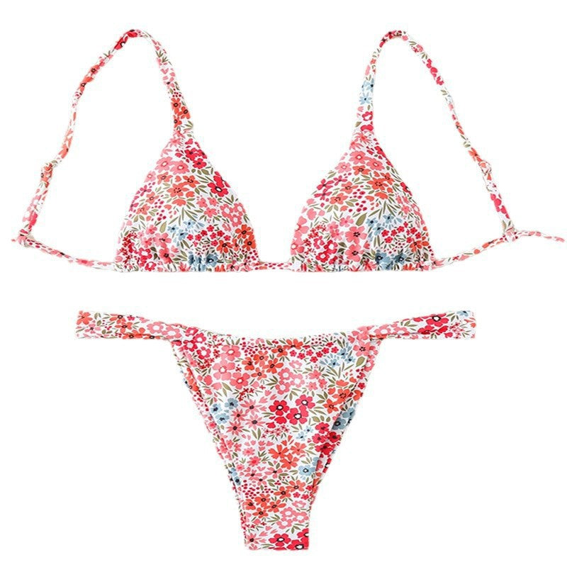 Damen Triangel-Bikini mit verstellbaren Trägern und floralem Design