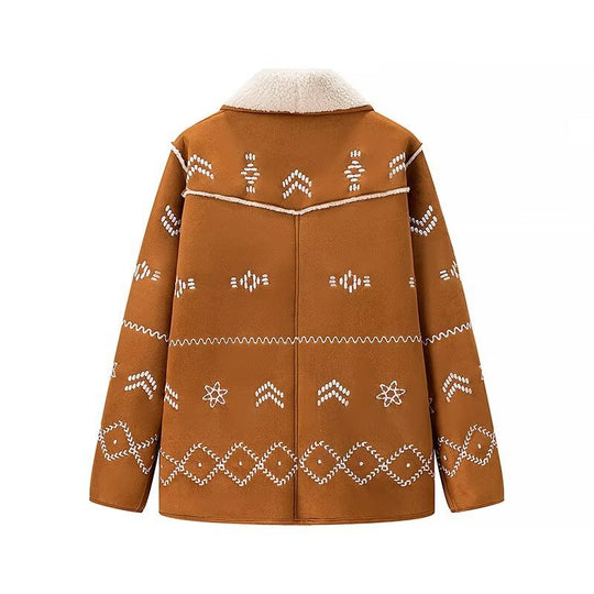 Damen elegante und gemütliche Oversize-Jacke mit floralem Design R&B