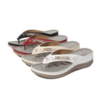 Damen trendige Wedge-Sandalen mit modischem Zierband und atmungsaktiver Fußbettung R&B
