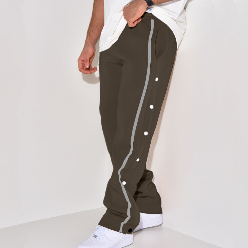 Herren Sportliche Jogginghose mit Druckknopf-Detail und seitlichen Taschen R&B