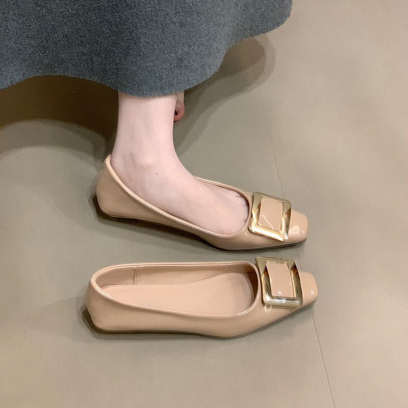 Damen Ballerinas mit eleganter Schnalle und hochwertiger Lackoberfläche R&B